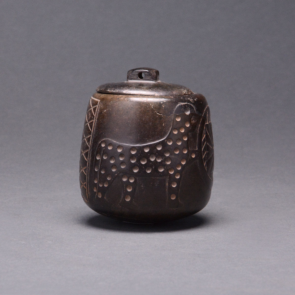 Bactrian Stone Pyxis, 300 BCE - 100 BCE