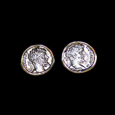 Coin Cufflinks with Siver coins of Emperor Septimius Severus, 198 CE - 211 CE