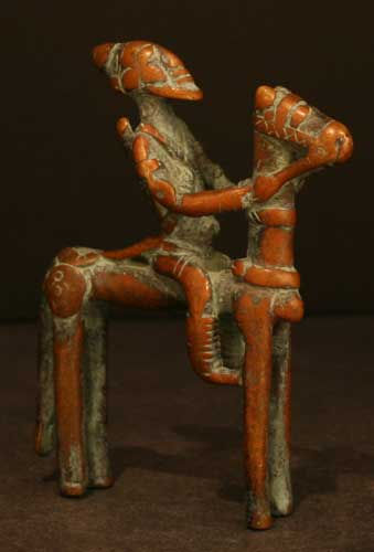 African Art / Dogon Bronze Horse and Rider, 20th Century CE