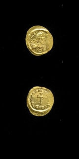 Byzantine Gold Tremissis of Emperor Maurice Tiberius, 582 CE - 602 CE