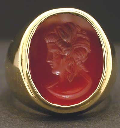 Roman Carnelian Intaglio of the Bust of a Deity, 100 CE - 300 CE
