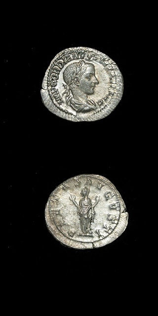 Silver Denarius of Emperor Gordian III, 240 CE - 244 CE