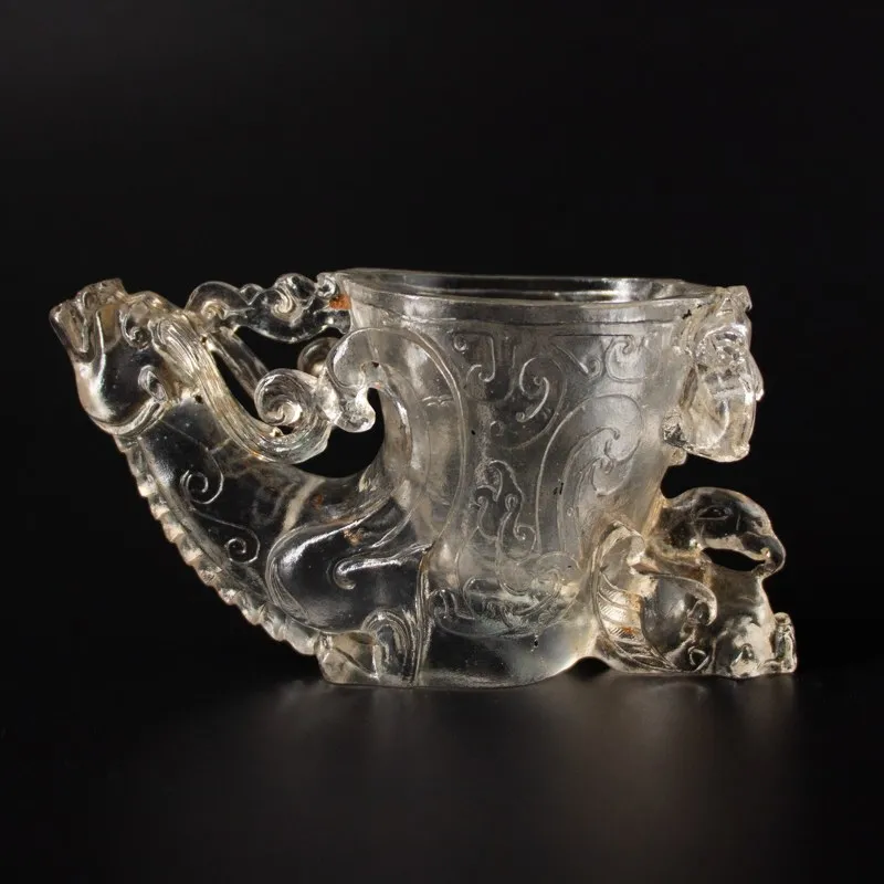 Cast glass cup in the shape of a dragon , 1644-1912 CE
