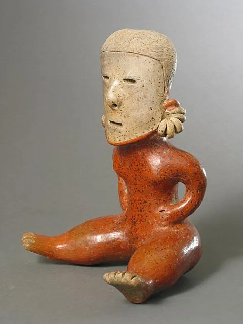 Chinesco Style (Type D) Nayarit Terracotta Sculpture of a Seated Woman, 300 BCE - 300 CE