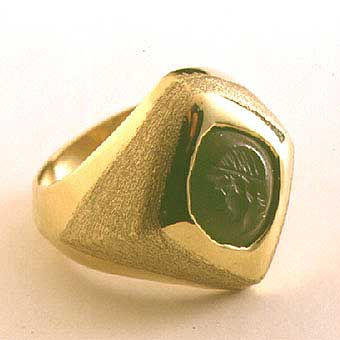 Roman Banded Agate Intaglio Depicting a Head, 100 CE - 300 CE