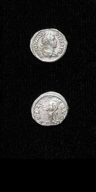 Silver Denarius of Emperor Caracalla, 200 CE - 210 CE