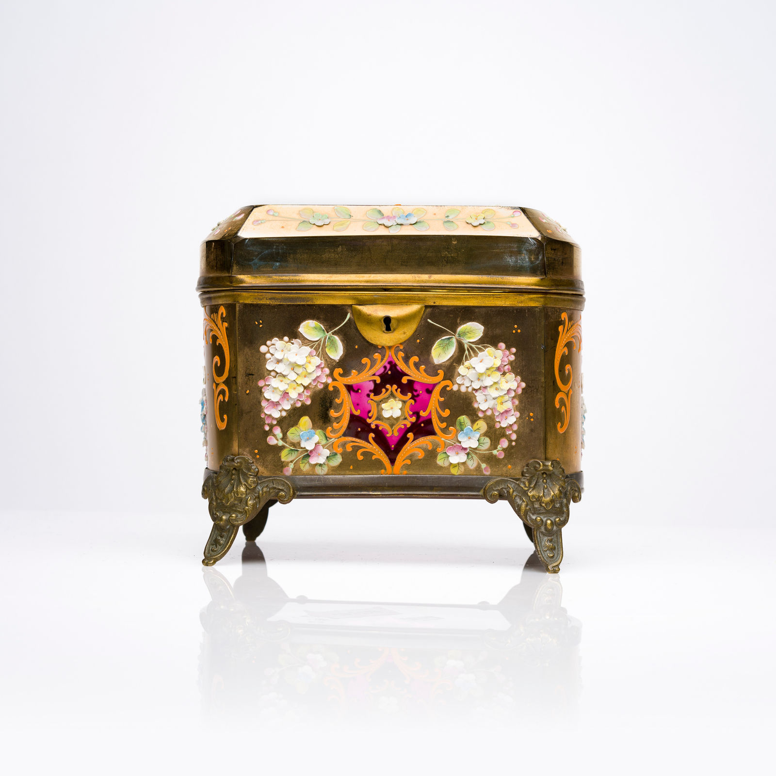 Moser Glass Box with Gold Decoration, 19th Century