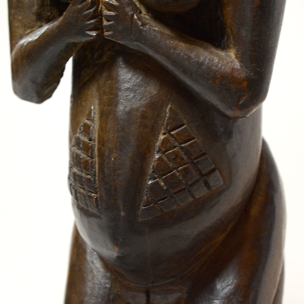 Shankadi Wooden Sculpture of a Kneeling Woman, 20th Century CE