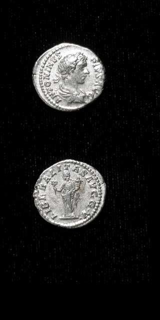 Silver Denarius of Emperor Caracalla, 200 CE - 210 CE