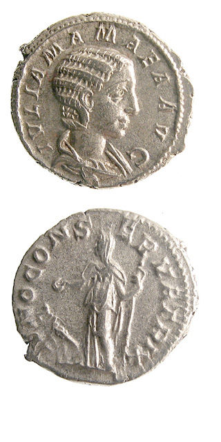 Silver Denarius of Julia Mamaea, 222 CE - 235 CE