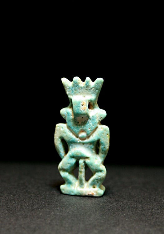New Kingdom Faience Amulet of Bes, 1600 BCE - 600 BCE