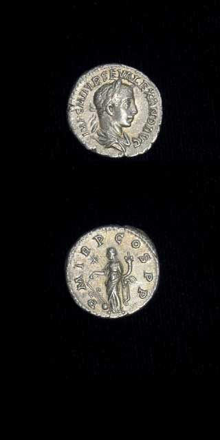 Silver Denarius of Emperor Severus Alexander, 222 CE - 228 CE
