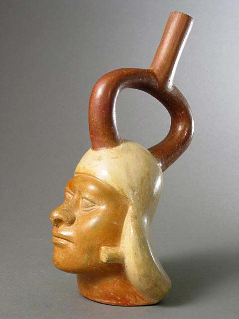 Moche Portrait Head Vessel, 200 CE - 600 CE