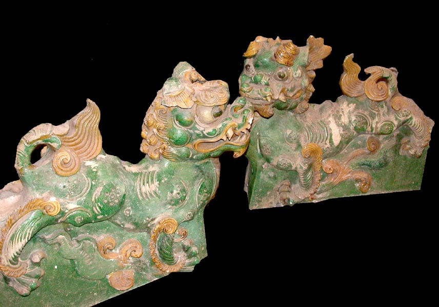 Pair of Glazed Terracotta Architectural Sculptures of Dragons, 1368 CE - 1644 CE