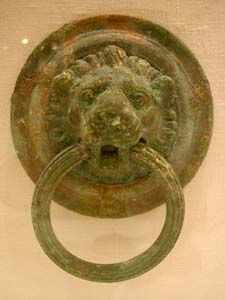 Roman Bronze Lion Roundel with Handle, 100 CE - 300 CE