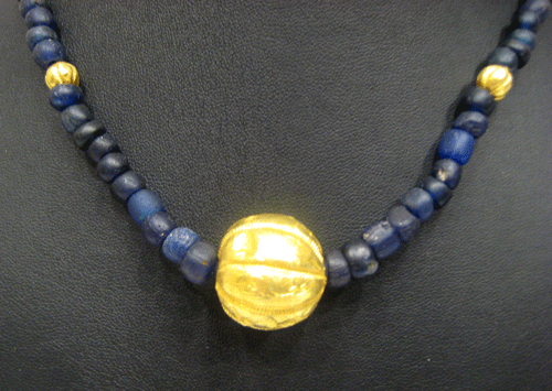Dark Blue Glass Bead Necklace, 100 CE - 1200 CE