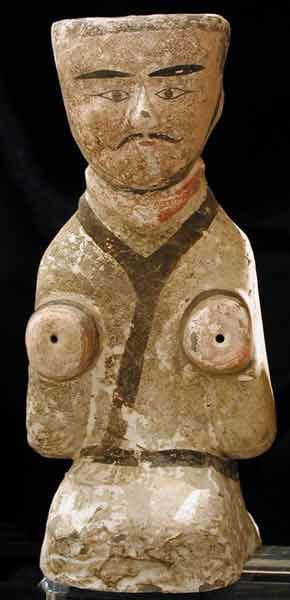 Pair of Western Han Painted Terracotta Officials, 206 BCE - 9 CE