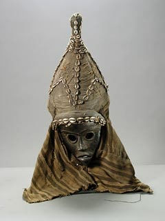 Dan Wooden Mask with Cloth Hood, 20th Century CE