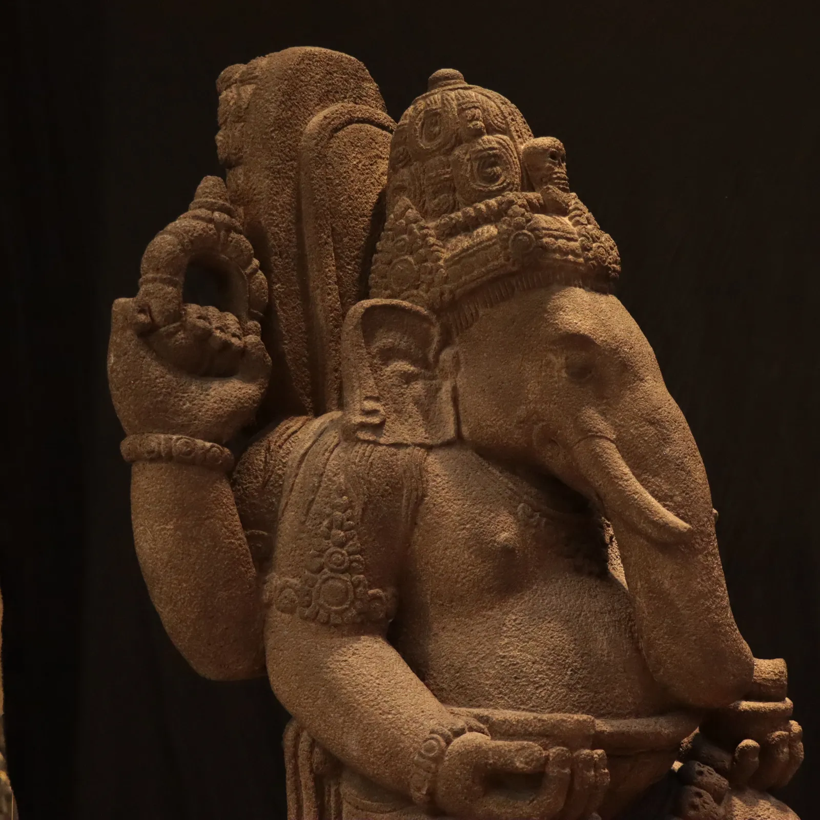 Indonesian Volcanic Andesite Sculpture of Ganesh, 16th Century CE - 19th Century CE