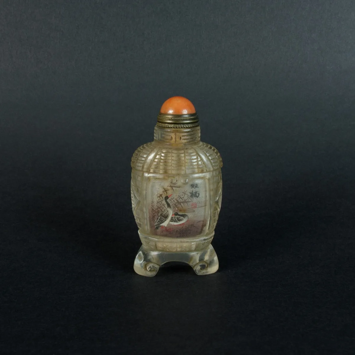 Inside Painted Glass Snuff Bottle painted by Ding Erzhong, 1880 AD to 1912 AD