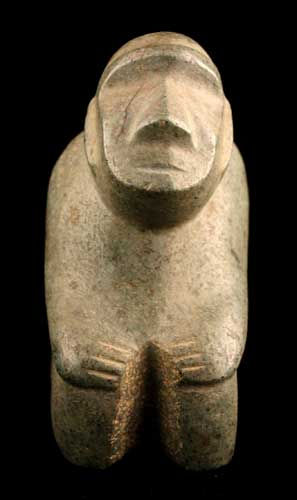 Mezcala Stone Sculpture of a Seated Figure, 300 BCE - 300 CE