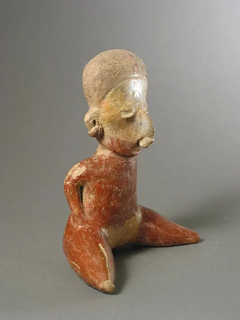 Chinesco Style (Type D) Nayarit Terracotta Sculpture of a Seated Woman, 300 BCE - 300 CE