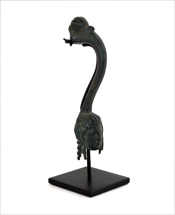 Hellenistic Bronze Jug Handle, 300 BCE - 100 BCE