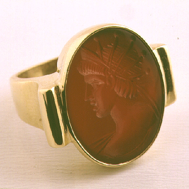 Carnelian Intaglio Depicting the Bust of a Deity, 1700 CE - 1900 CE