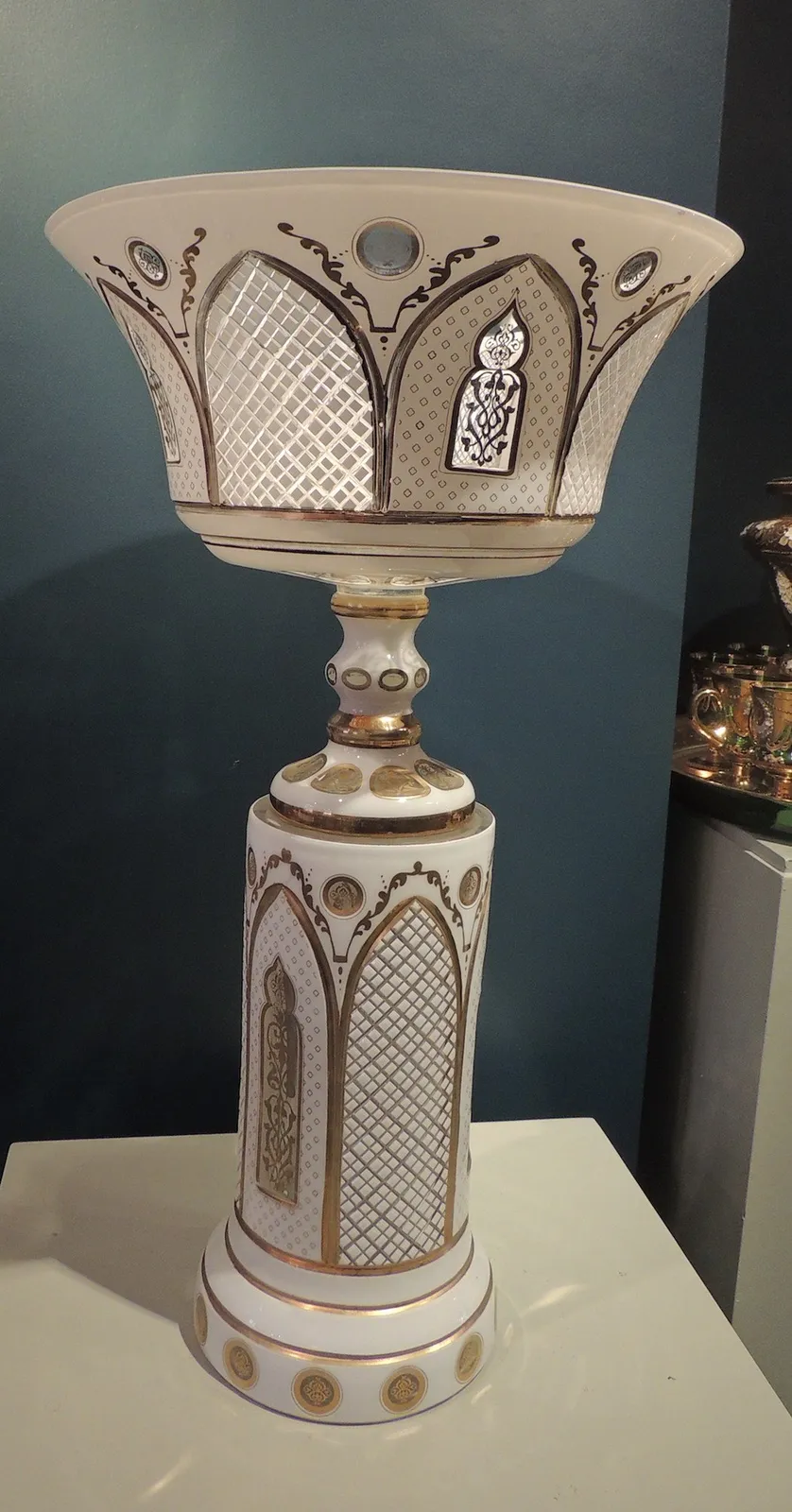 Pair of glass stemmed bowls