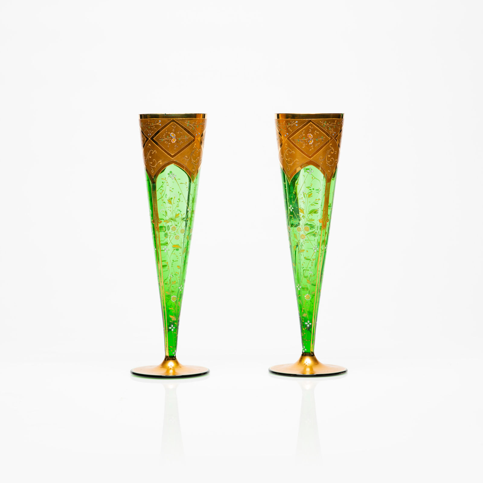 Moser Glass Beakers with Gold Decoration, 19th Century