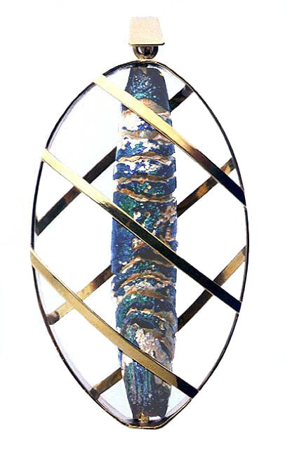 Phoenician Irridescent Sand-Core Glass Bead Set in Pendant, 600 BCE - 400 CE