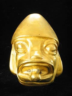 Moche Gold Hollow-Core Head of a Man, 100 CE - 500 CE