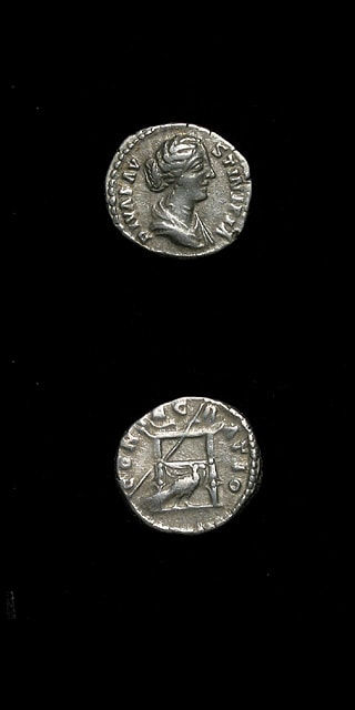 Silver Denarius of Empress Faustina Junior Issued Posthumously, 176 CE - 180 CE