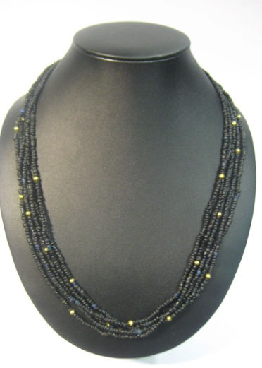 Black Glass Bead Necklace, 100 CE - 1200 CE