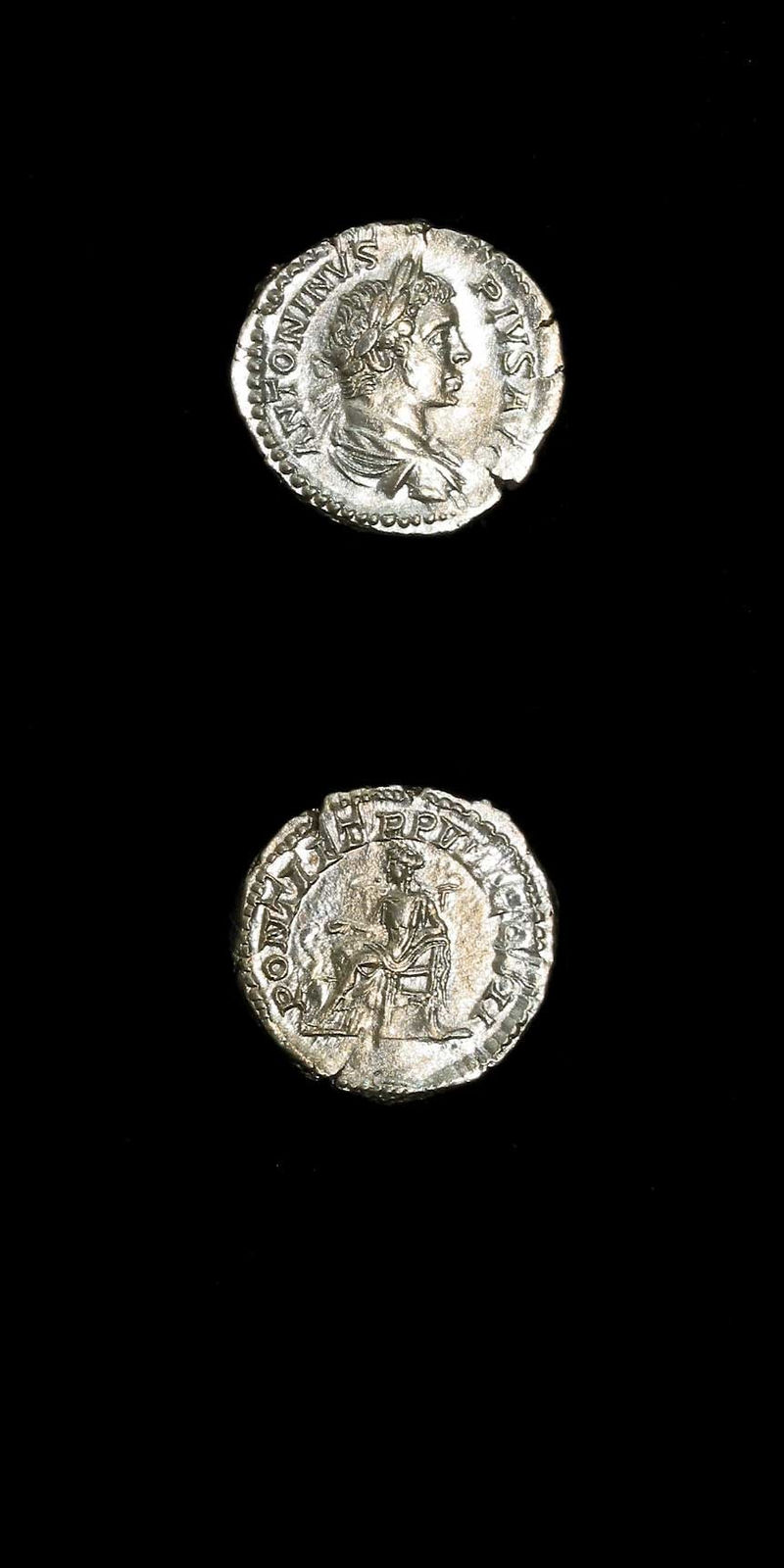 Silver Denarius of Emperor Caracalla, 200 CE - 210 CE