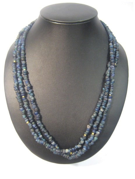 Dark Blue Glass Bead Necklace, 100 CE - 1200 CE