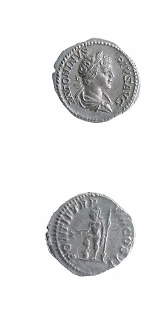 Silver Denarius of Emperor Caracalla, 200 CE - 210 CE