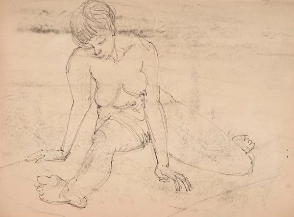 Paul Hamann, Seated Female Nude, Resting on Hands, c. 1960s