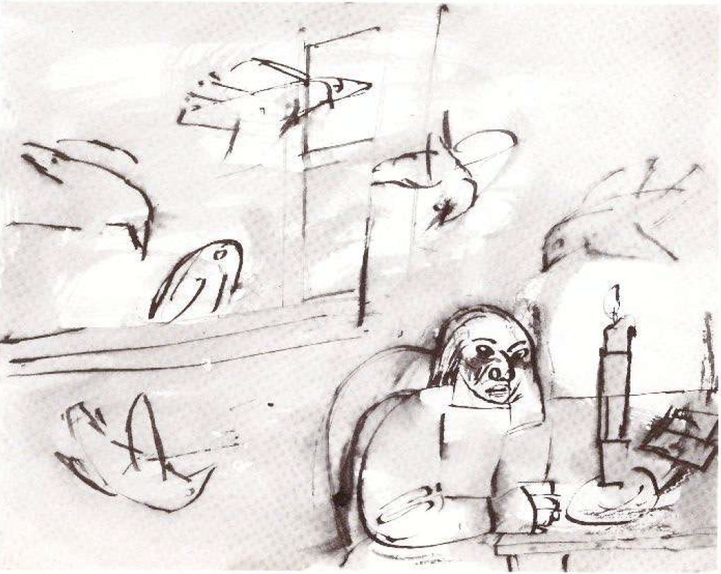 Josef Herman, An illustration to a poem by the popular Yiddish poet Avram Reisen (1876-1953)