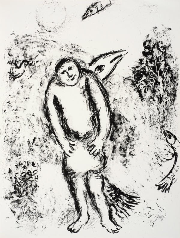 Marc Chagall, Caliban conjoined to a huge fish, 1975