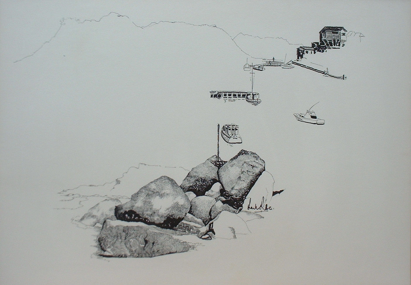 Frank Rosen, Study of Boats in Harbour - Pen & Ink Series No.7, 1954