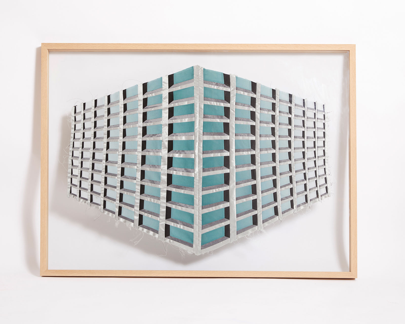 Inger Bergström, Perspective of Glossy Fabrics, Tinted Blue, Mirrored, 2021