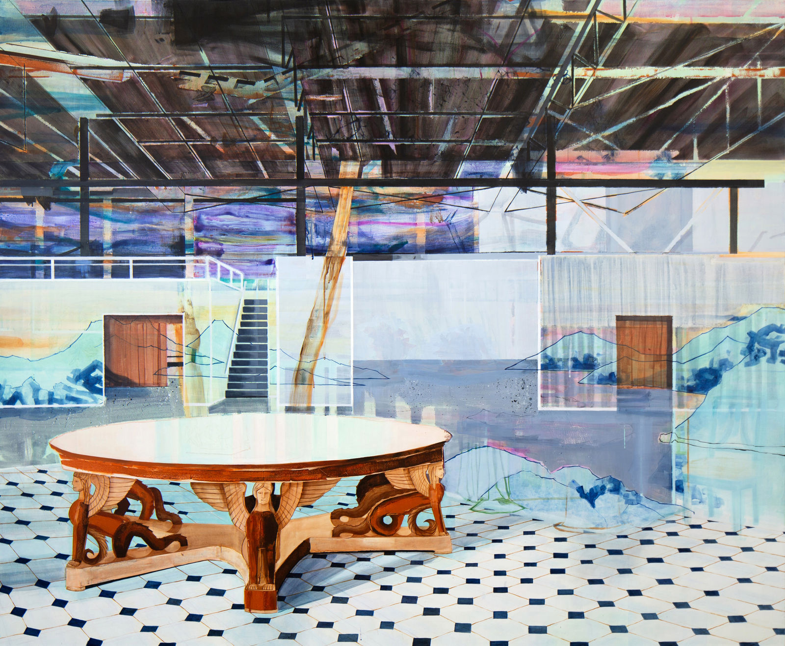 Elizabeth Thun, Bord på ljust marmorgolv, 2023