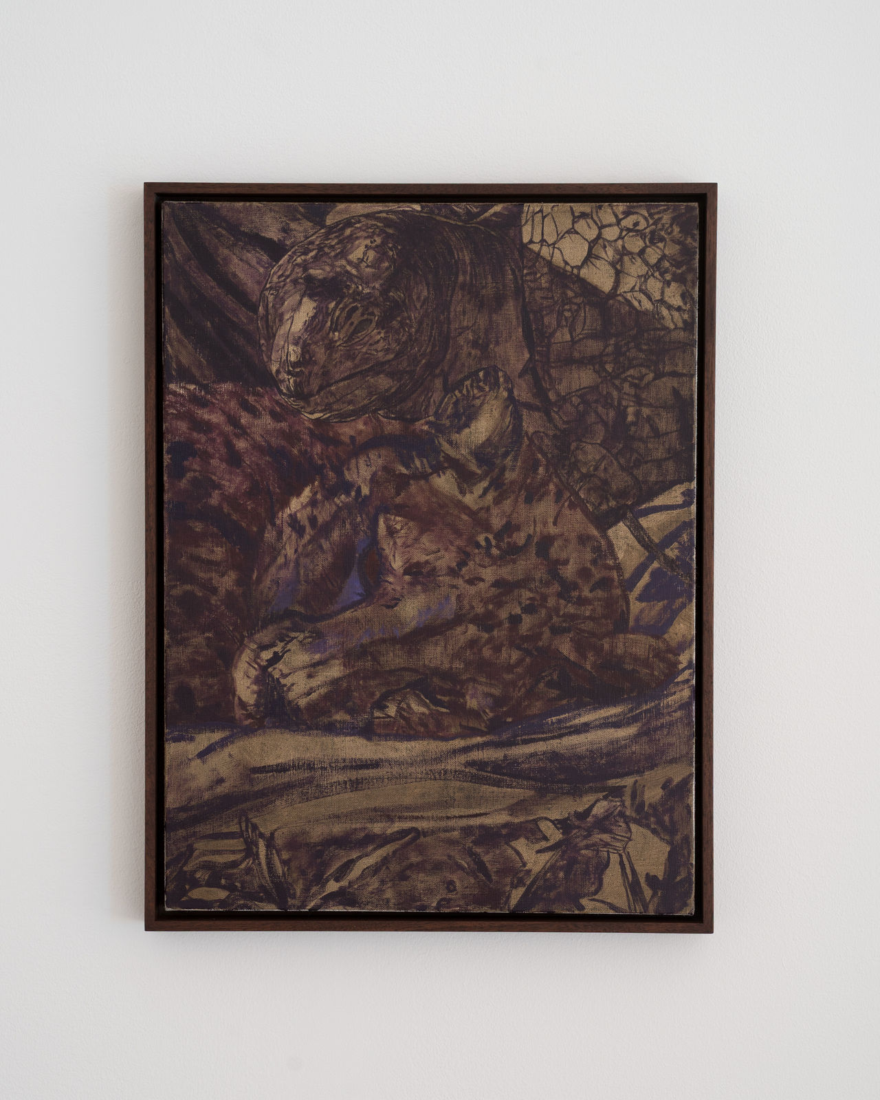 Jonas Malmberg, En samlares sömn (lila kind mot grönt gräs), 2024