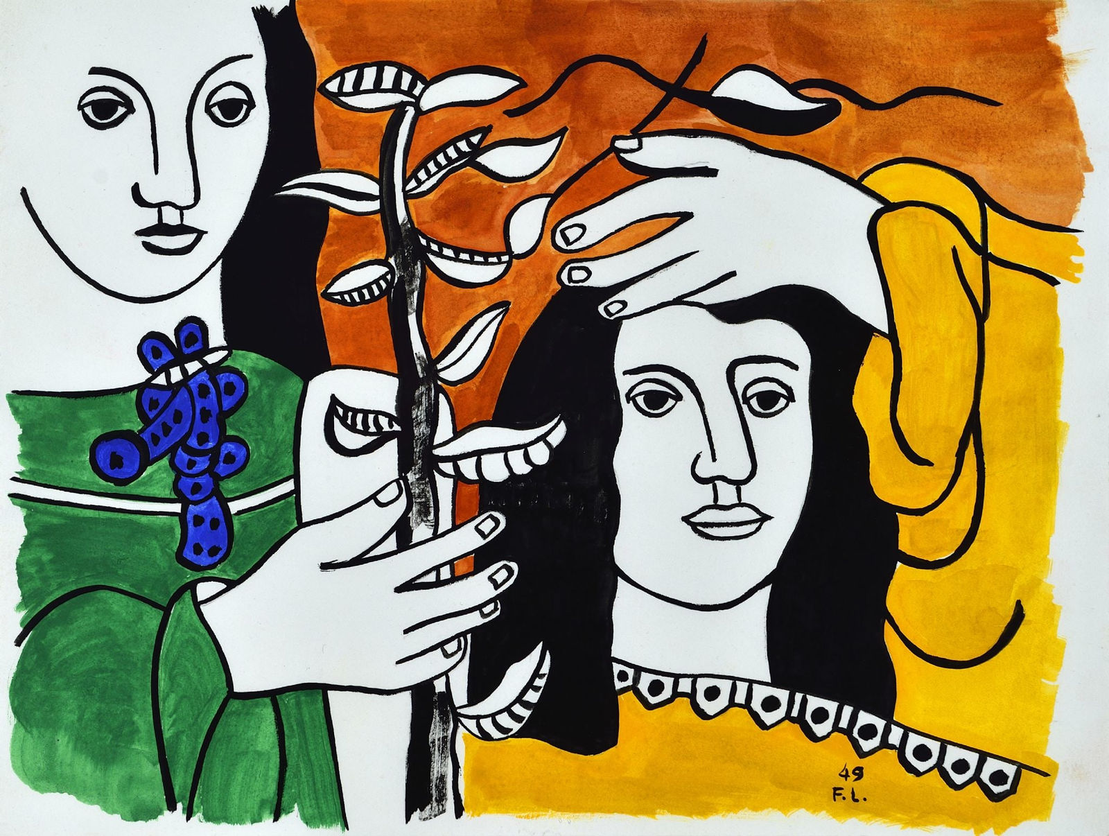 Fernand Léger, Deux Têtes de Femmes avec une Fleur, 1949