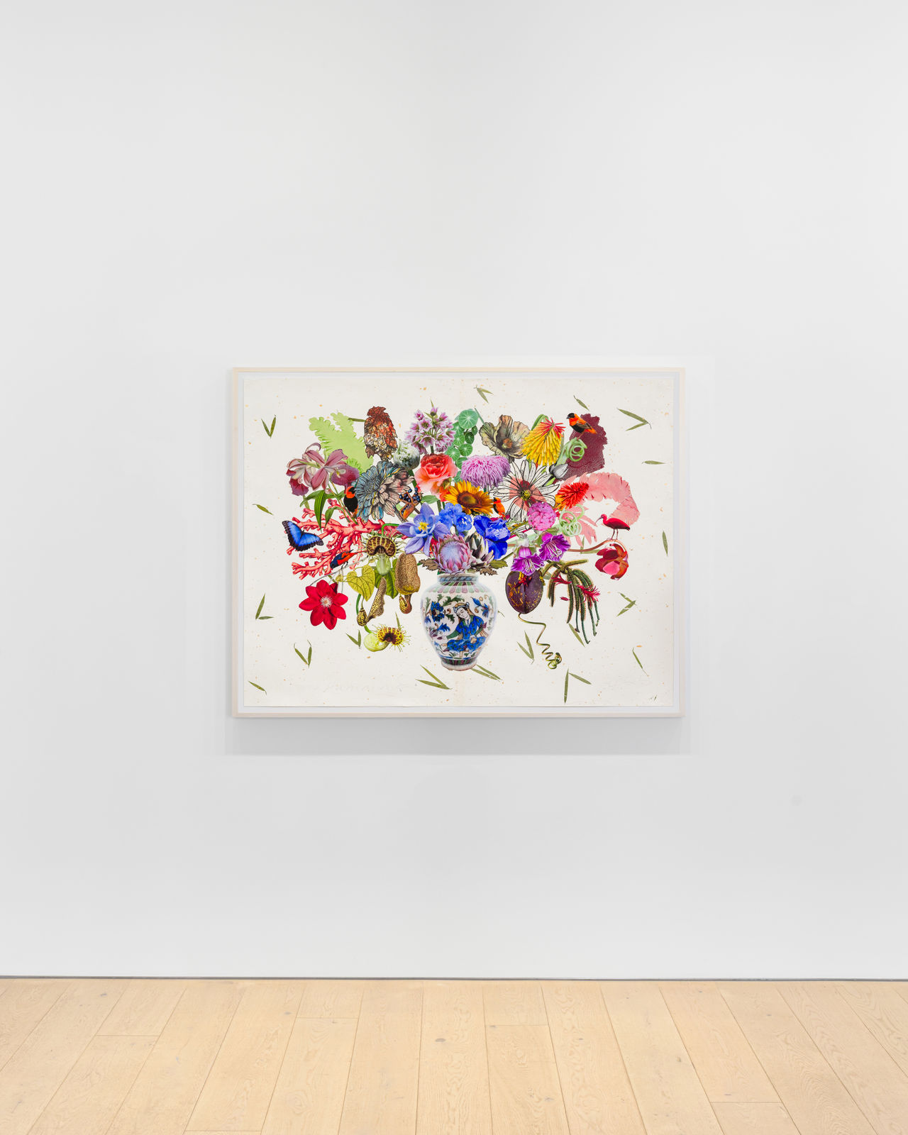 Jane Hammond, Persian Vase with Cup and Saucer Vine, Clematis Rebecca and Northern Red Bishop, 2025