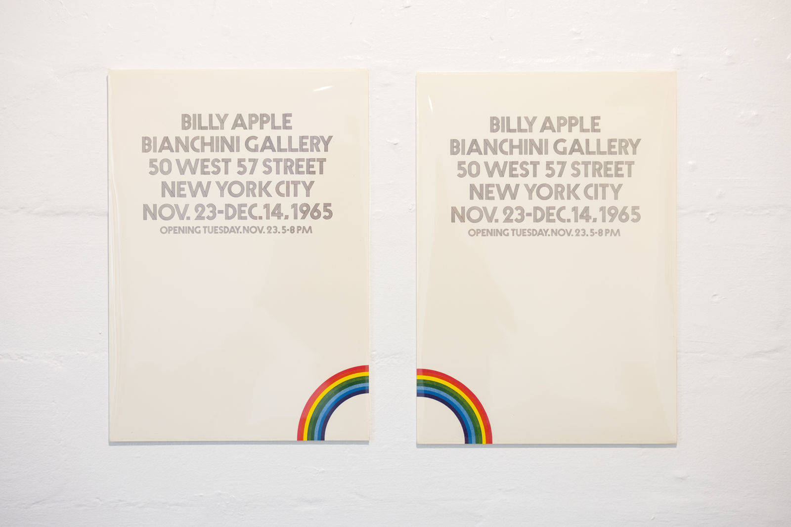 Billy Apple, Billy Apple Bianchini Gallery 50 West 57 Street New York City Nov.23–DEC.14, 1965 (Left & Right), 1965, 1965