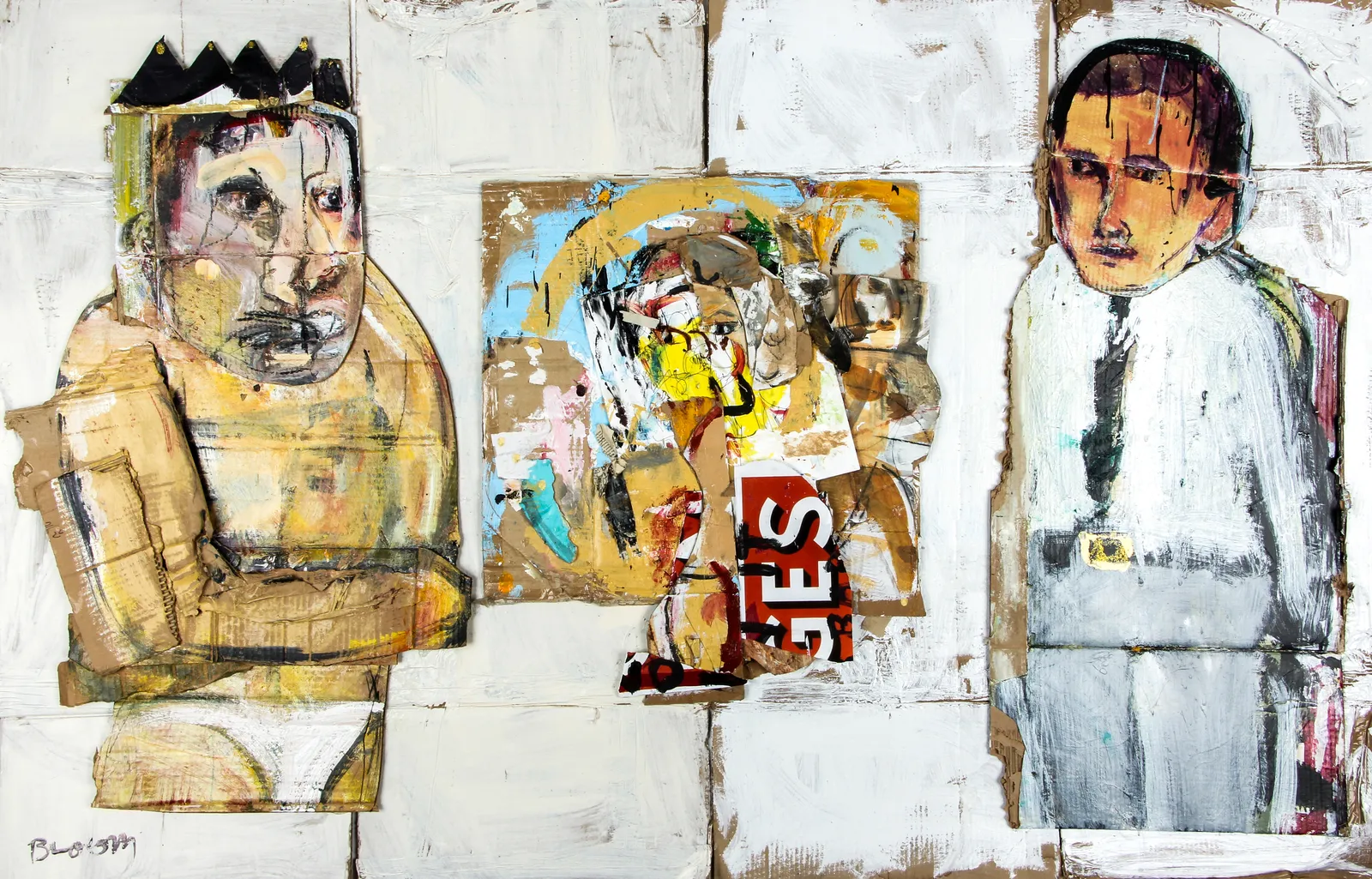 Jim Bloom, Untitled (Two Men Looking at Collage on Wall)
