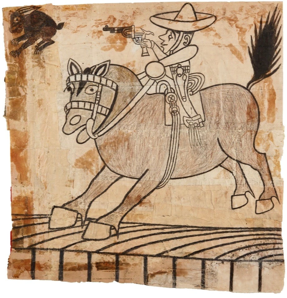 Martin Ramirez, Untitled (Horse and Rider Hunting Rabbit), 1960-63