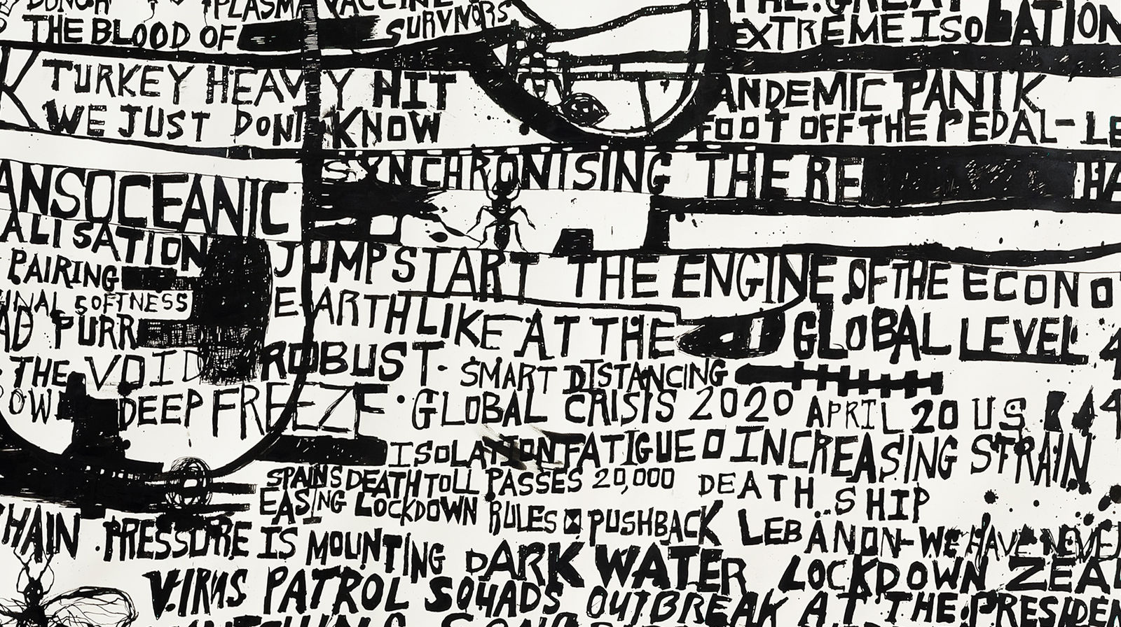 Locust Jones, Covid 19, Six weeks in the life of a global pandemic from March 6 to April 20 and the mass media and states of hysteria that accompanied this time, 2020